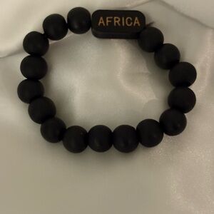 Black Beaded Bracelet with Africa Charm